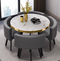 Table à manger ronde de luxe très vendue avec chaises en métal et plateau en MDF pour salon, café, hôtel, cantine, salon de thé