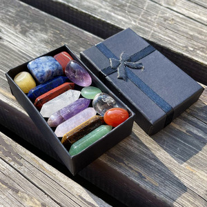 Ensemble de 7 cristaux de guérison des chakras, baguette hexagonale, pierres roulées, décoration spirituelle pour la méditation, cadeau de mariage, boîte cadeau pour les fêtes - Product Image 4