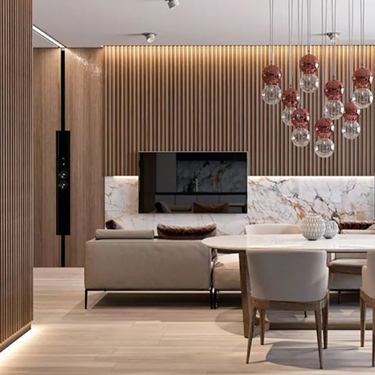 Wooden Grain PVC WPC Wall Panel Fluted Wall Panels WPC 3D Wall Panel