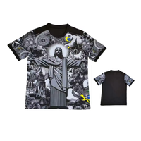 Maillot de football du Brésil personnalisable à prix de gros, style court, imprimé Jésus, adapté aux hommes et aux femmes