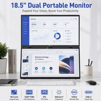 Monitor Portátil Dual de 18.5 Pulgadas, 1080P FHD IPS, 100Hz, Retroiluminación LED, Plegable, Extensor de Pantalla para Portátil, Tipo C USB-C, Plug&Play, para Viajes
