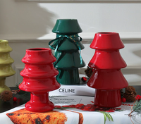 Vase en céramique en forme de sapin de Noël et de chaussure rouge, ornement de décoration d'intérieur, cuisson à haute température, pour meuble TV de salon, cadeau de fêtes