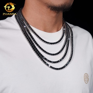 Ingrosso spedizione veloce 316L in acciaio inox <span class=keywords><strong>catena</strong></span> da Tennis ghiacciata gioielli Hip Hop nero Moissanite collana Tennis di diamanti - Product Image 5