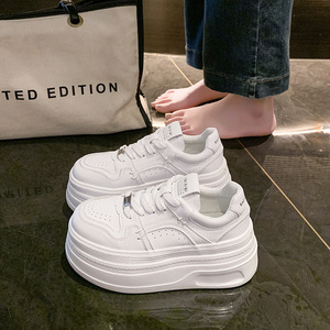 Women's 8cm Thick-Sole Small White Lace-Up Casual Shoes 2025 Spring Autumn Height-Increasing Student Board <strong>Tide</strong> - Product Image 2