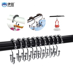 Crochets de rideau double couleur chrome EWANG, anneaux de suspension pour rideaux - Product Image 1