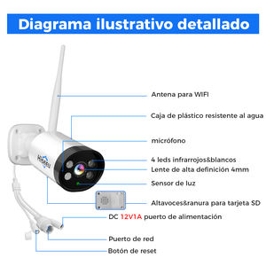 全高清3MP无线户外IP66阿列克谢子弹安全彩色夜视双向音频网络P2P网络闭路电视摄像机WiFi - Product Image 4