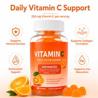 Gummies de pectine de fruits à la vitamine C 250 mg Acide ascorbique Soutien immunitaire Antioxydant Complément alimentaire Marque privée OEM