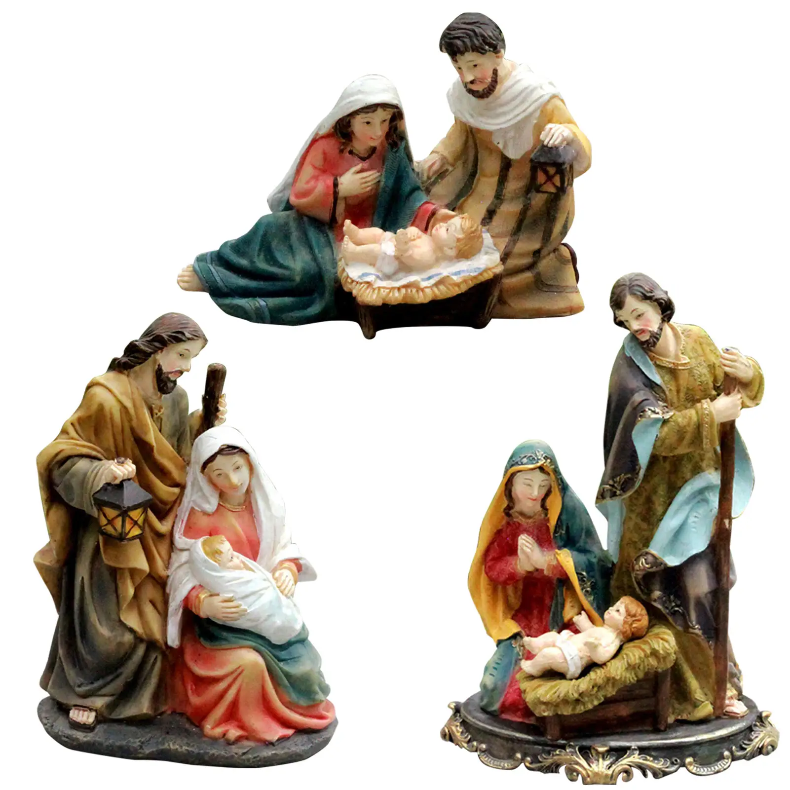 Doğuş heykeli sahne seti bebek İsa yemlik noel beşik figürler minyatürleri süs kilise hediye ev dekorasyon