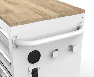 LIBENLI Armoire à outils roulante mobile à 8 tiroirs de 42 pouces avec dessus en bois massif blanc - Product Image 2