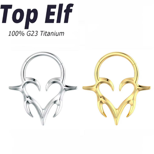 Anneaux de nez et boucles d'oreilles en titane G23 ASTM F136 16G avec zircon cubique en forme de cœur, accessoires de piercing corporel adaptés aux femmes et aux hommes - Product Image 1