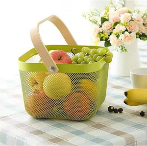 Cesta Organizadora <span class=keywords><strong>de</strong></span> Malla Metálica Multifuncional, Cesta Colgante para Frutas <span class=keywords><strong>de</strong></span> Cocina con Asa <span class=keywords><strong>de</strong></span> Bambú - Product Image 3
