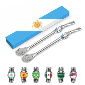 Bombilla <span class=keywords><strong>de</strong></span> Acero Inoxidable <span class=keywords><strong>de</strong></span> Grado Alimenticio con Diseño Personalizado <span class=keywords><strong>de</strong></span> Bandera <span class=keywords><strong>Nacional</strong></span> y Filtro para Mate, Ideal como Regalo <span class=keywords><strong>de</strong></span> Fútbol - Product Image 1
