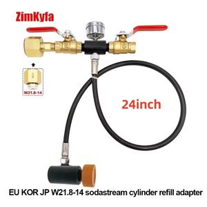 Estación de Recarga de CO2 para Cilindro Carbonatador Sodastream Tr21-4 con Manómetro de 250 Bares, Manguera Negra de 24 Pulgadas - Product Image 3