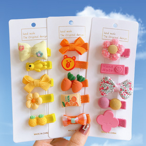 Prix usine beaux enfants 5 pièces/ensemble épingle à cheveux dessin animé couleur bonbon Simple quotidien utilisant une pince à bec de canard - Product Image 2