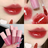 6Pc Coeur Rose Lèvres et Gloss Cristal Miroir Hydratant Glaçure Teinte Hautement Pigmenté Mignon Brillant À Lèvres emballage cosmétiques en gros