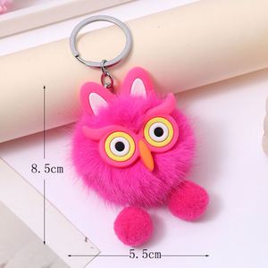 Pom Pom Fluffy <b>Owl</b> Plush Toy Keychain Pompoms Big Eyes <b>Owls</b> Stuffed Animals Keychain <b>Owl</b> Faux Fur Key Holder Pendant Decoration - Product Image 2