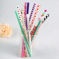 Pailles en plastique décoratives réutilisables écologiques en PP avec motifs mignons