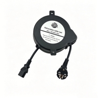 Enrollador de Cable Eléctrico Retráctil DYH-1805 de 2m con Enchufe Europeo + Conector C9 para Electrodomésticos, Computadoras y Monitores