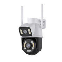 Caméra PTZ ICSEE 8MP UHD à double objectif, 4+4 objectifs, système de caméra double 360° sans angle mort avec détection humaine IA, audio bidirectionnel XMeye