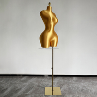 Mannequin ajustable en tissu doré foncé, demi-corps, pour robe brésilienne BBL, grande taille, forte poitrine, fesses généreuses, pour présentation de vêtements féminins sexy