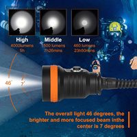 Lampe de plongée ORCATORCH D630 V2.0 pour la plongée en grotte sous-marine jusqu'à 200 m, 5 LED, 4600 lumens, lampe de plongée en grotte séparée, batterie Power Bank de 89 Wh