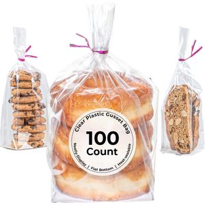 Sac en plastique transparent à soufflet 4x4x9, fond plat, thermoscellable, pour le stockage alimentaire - Product Image 1