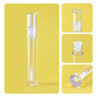 Contenant de gloss à lèvres rond en marque privée, 3,5 ml, 5 ml, rose transparent, emballage cosmétique de luxe, tube, logo personnalisé et boîte, vente en gros