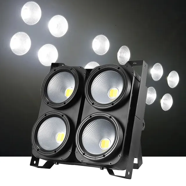 4x100W Blanco cálido, luces de escenario blancas 4 ojos audiencia DMX512 COB Blinder luz con estroboscópico para iluminación de matriz de escenario