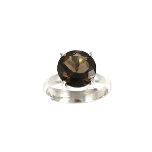 Gemstone Healing meditating smoky quartz gemstone <b>ring</b> <b>Crystal</b> Healing for Women Eternity Vermeil Silver <b>Rings</b> - Product Image 1