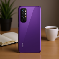 Étui de téléphone portable antichoc en PC couleur unie violette pour Mi Note 10 Lite avec finition miroir au dos