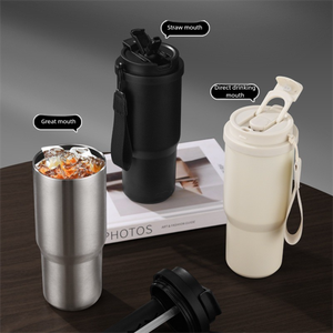 Nouvelle tasse à café isolée en acier inoxydable 304 de 25 oz | Isolation thermique de 12 à 24 heures | Lanière portable 3-Drinking Ways | - Product Image 3
