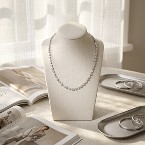 Collier tennis élégant en argent sterling avec diamants de laboratoire de formes variées, idéal pour les mariages et les occasions spéciales - Product Image 1