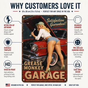 Plaque <span class=keywords><strong>Murale</strong></span> Métallique en Fer Imprimée UV Rouge, Motif Garage Pin Girl Art Déco Voiture Vintage Femme, Décoration <span class=keywords><strong>Murale</strong></span> pour Maisons, Bars, Clubs, Cafés, 8x12 Pouces - Product Image 2