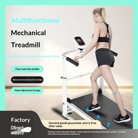Mini tapis de course mécanique pliable en acier au carbone avec accoudoirs, réglage de la vitesse et de la pente, suivi des calories et de la fréquence cardiaque pour la maison et la salle de sport
