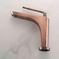 Robinet de lavabo de salle de bain monocommande chaud/froid en laiton brossé, design moderne