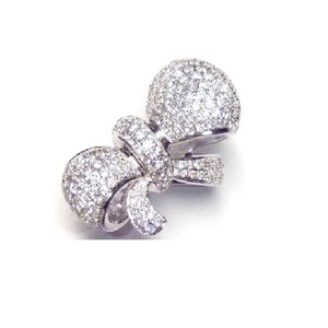 KOK Classic Bow-knot 18k Solid White Gold Diamond Cluster Pave Setting Wedding Party Gift Ring - Product Image 1