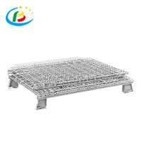 Conteneur en treillis métallique pliable, durable, avec revêtement en poudre, pour équipement électronique, cage de stockage verrouillable pour l'industrie mécanique