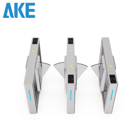 AKE TL01G Portillon à battant en acier inoxydable 304 de 1,2 mm avec moteur sans balais, reconnaissance faciale, RFID, anti-collision, intérieur/extérieur