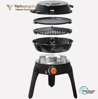 Réchaud à gaz portable multifonctionnel au propane et au butane pour le camping et les pique-niques, en acier inoxydable et céramique, style européen