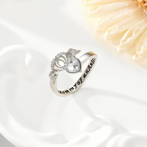 Anillo Mom Angel para mujer, forma de corazón, joyería grabada en plata, regalo, anillos de moda - Product Image 3