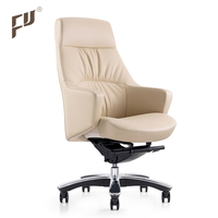 Chaise de bureau exécutive moderne à dossier haut en cuir marocain, structure en bois, base en alliage d'aluminium, mécanisme synchronisé, hauteur de siège réglable