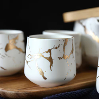Ensemble de théière en céramique personnalisé motif grès rustique japonais théière 4 pièces plateau en bois ensemble de tasses à thé en porcelaine cuillère lave-vaisselle