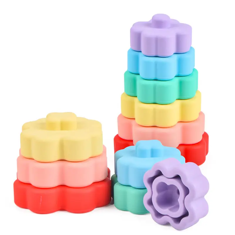 Soft Children Educational Other Toys Building Blocks Set Montessori Sensory Gift Baby Kids Toys Silicone Stacking Toy