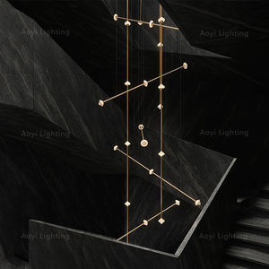 Projet de hall d'hôtel Banquet Service des ventes Villa Duplex Lustre en acier inoxydable blanc chaud personnalisé - Product Image 5