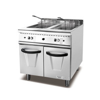 Freidora comercial de acero inoxidable a gas de pie con doble compartimento de 21*2L para pollo frito