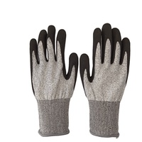 Gants gris mouchetés HPPE anti-coupure et anti-perforation, résistance élevée à l'abrasion, paume sablée en nitrile, niveau 5 EN388, fournisseur Chine
