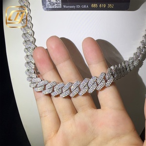 GRA Certificated Fine Jewelry Hip Hop 925 Sterling Silver 14MM <b>Iced</b> <b>Out</b> VVS Moissanite Diamond Cuban Link <b>Chain</b> Necklace - Product Image 6