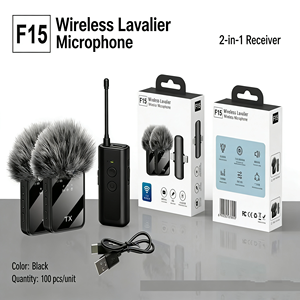 Microphone cravate sans fil série K transfrontalier, double émetteur, omnidirectionnel, 20Hz-20KHz, trois-en-un, pour diffusion en direct en extérieur - Product Image 3