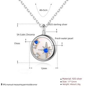 ML75 Fashion Trendy Women 925 <strong>Sterling</strong> <strong>Silver</strong> Rose Gold Round Shell Evening <strong>Star</strong> Shape Shell <strong>Necklace</strong> Jewelry - Product Image 5