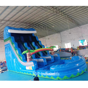 Tốt nhất người bán Inflatable cây cọ trượt nước cầu vồng Ngoài Trời Màu xanh đôi Lane trượt nước với hồ bơi cho sân chơi chơi - Product Image 3